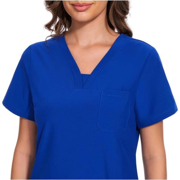 Scrubs for Women - V-Neck Women Scrub Tops with 3 Pockets,Soft Stretch - Picture 7 of 8